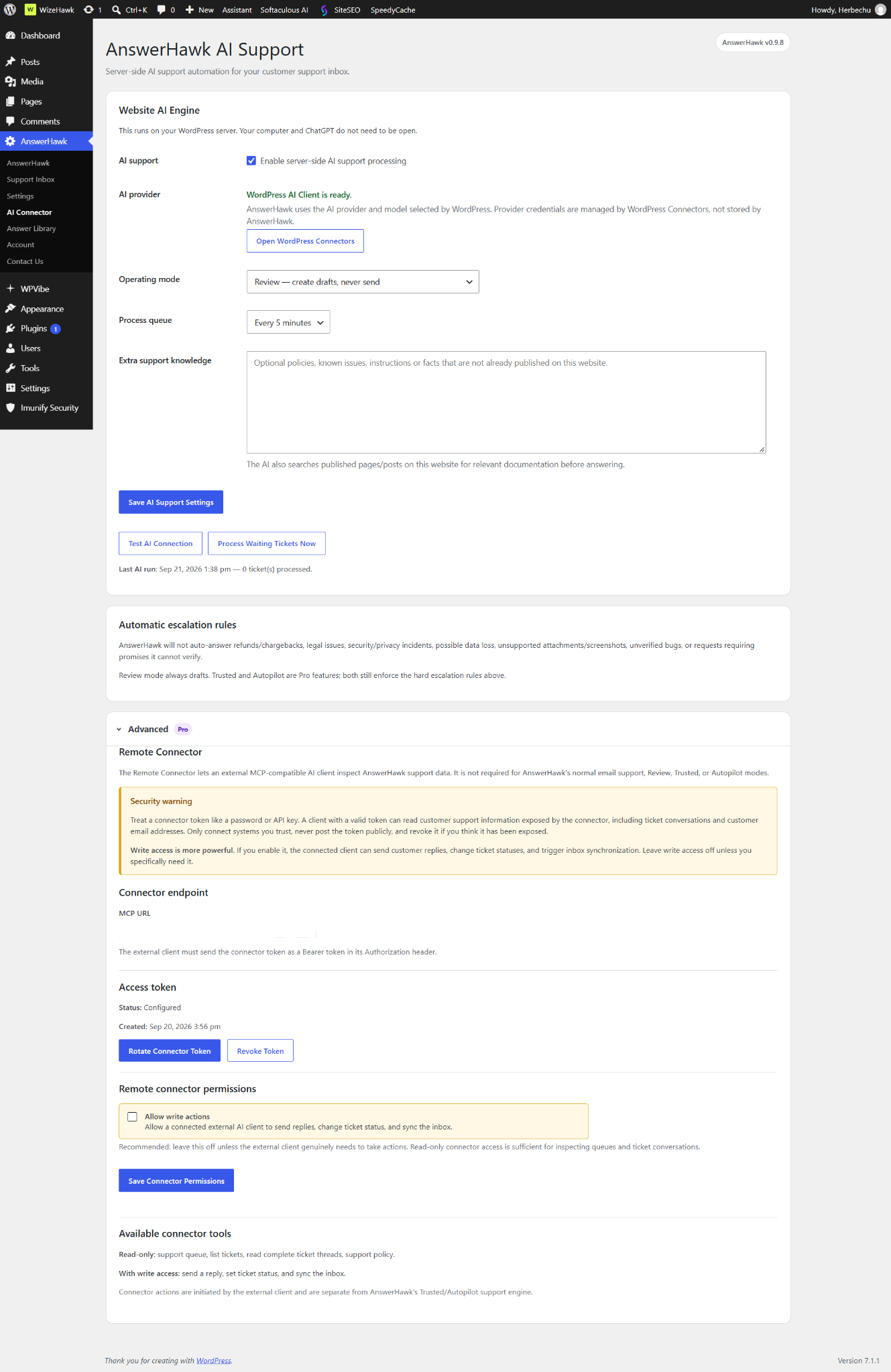 AnswerHawk review mode settings